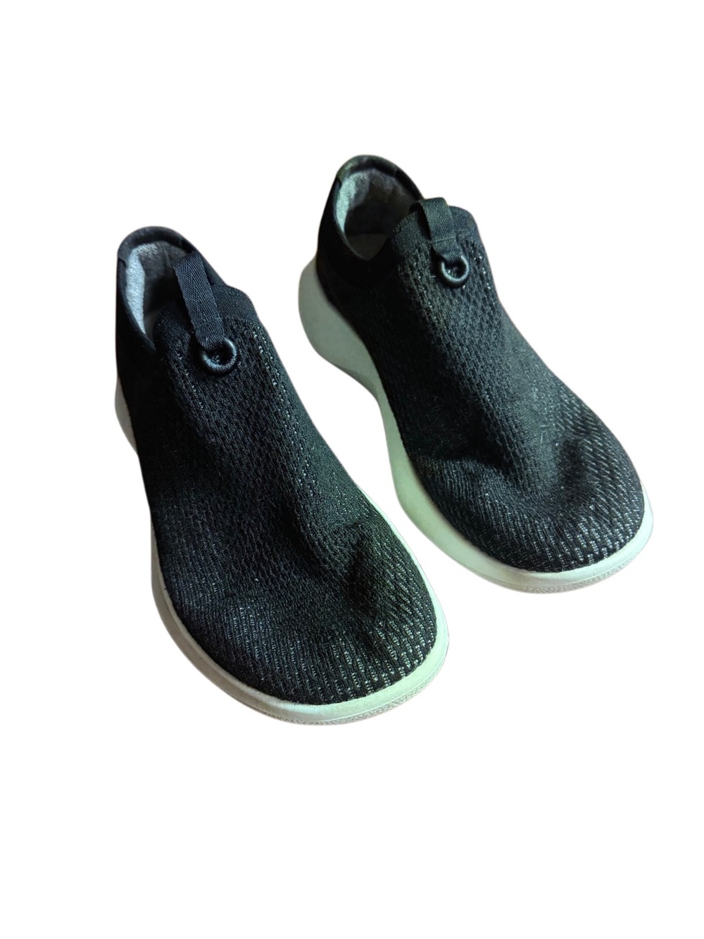 allbirds Men's Black Knit Slip-On Sneakers with White Sole